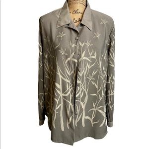 Bali Apparel Gray Button Front Shirt Size Medium